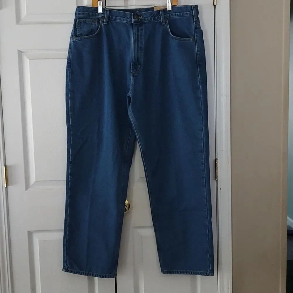 Carhartt Relaxed Fit Straight Leg Flannel Lined Jeans Sz 42x32 NWT